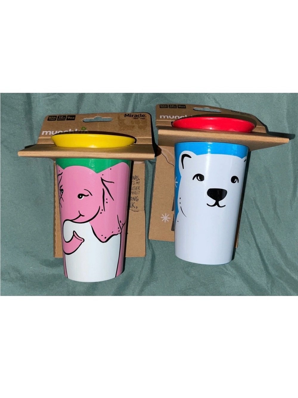 Lot Of 2 New Munchkin Miracle 360° WildLove Sippy Cup 9 oz Blue 12+ Months